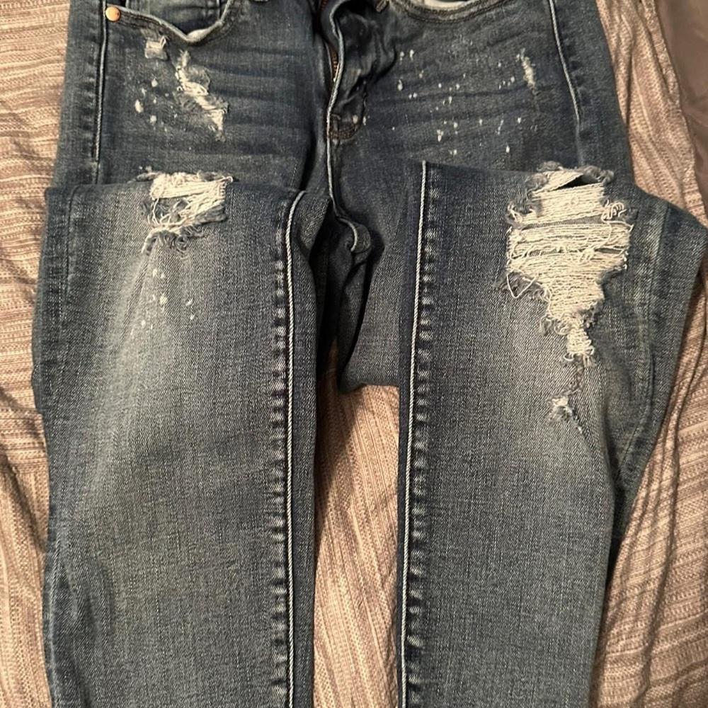 Judy Blue Boyfriend Jeans - Distressed Blue